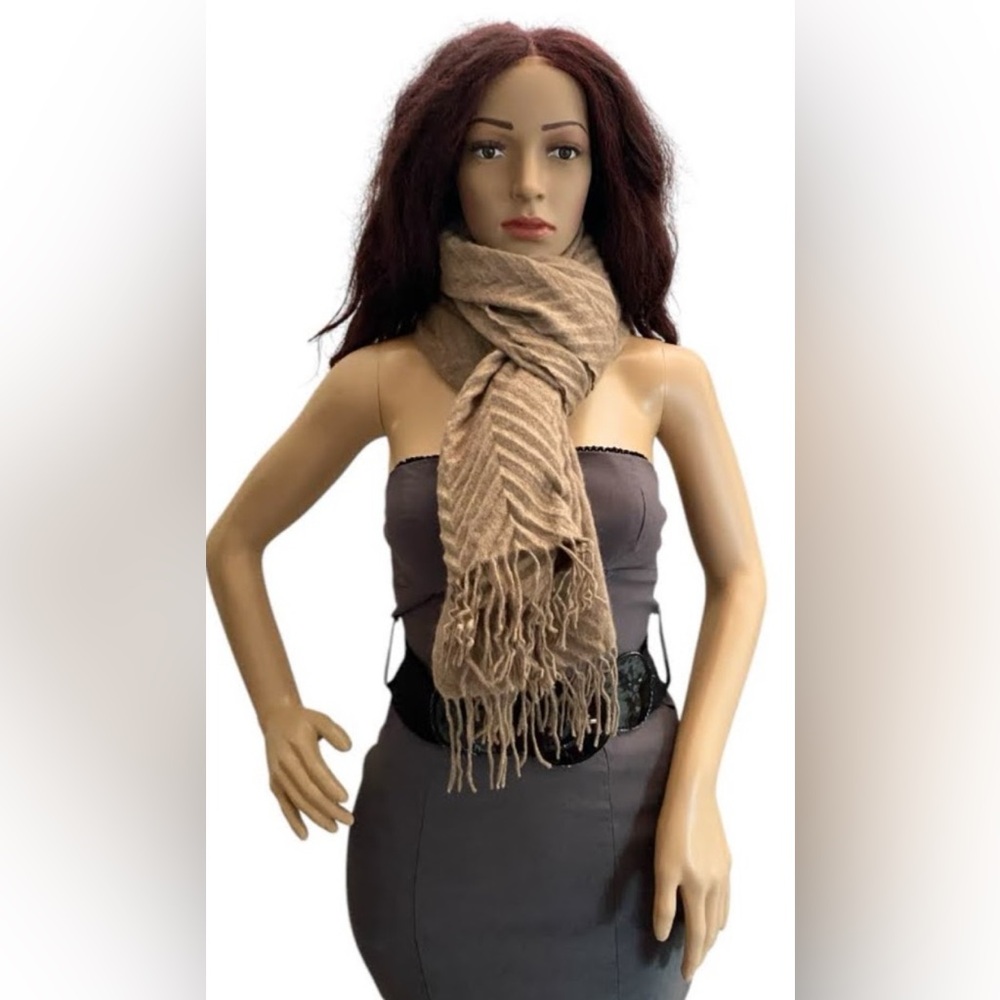 Emilia Burano Plisset cashmere scarf/wrap/shawl/stole(tan) Made in Italy